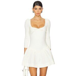 For Love & Lemons Aliyah Pointelle Cream Mini Dress